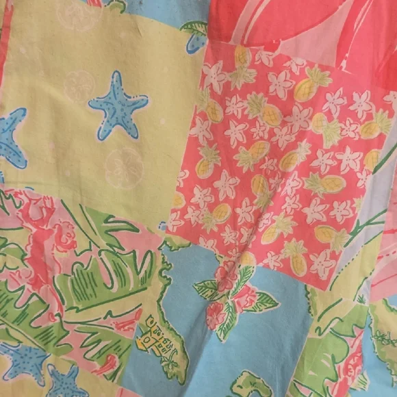 Lilly Pulitzer Patchwork Floral & Starfish Print Shorts in Coral, Aqua, Lime - Picture 5 of 5